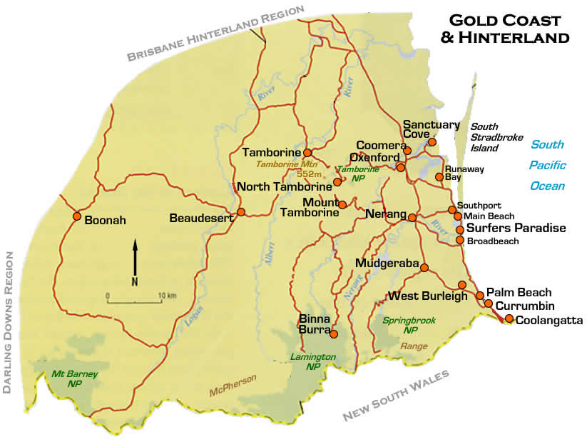 Gold Coast Road and Region Maps