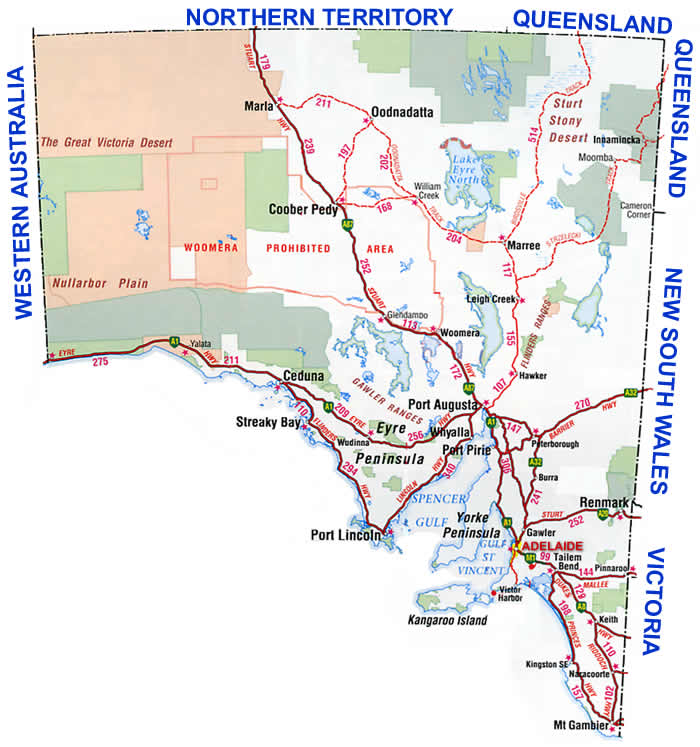 South Australia Road Map